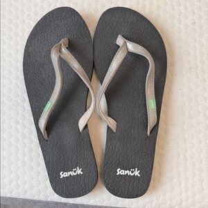 Sanuk Charcoal and Metallic Flip Flops